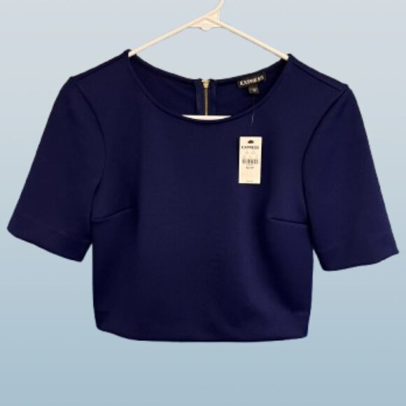 Express Tops - NWT Express 3/4 Sleeve Top with Zipper in Back Navy Blue Size XS
